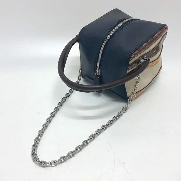 Authentic LOUIS VUITTON M52350 Trompe l'oeil Chain 2WAY Hand Bag Leather Black/B - Picture 4 of 16